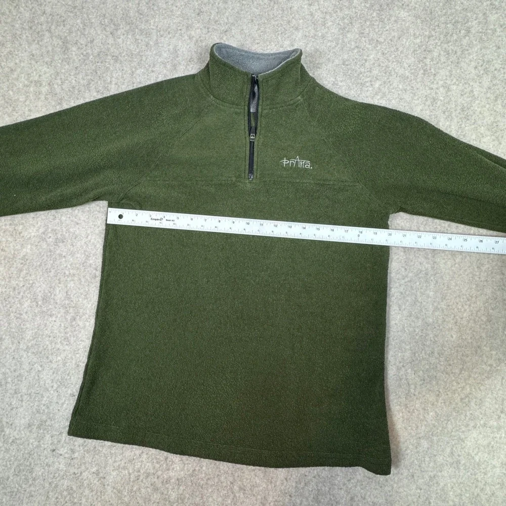 Prana Fleece Pullover Mens Large Green Quarter Zip Mock Neck‎ Raglan